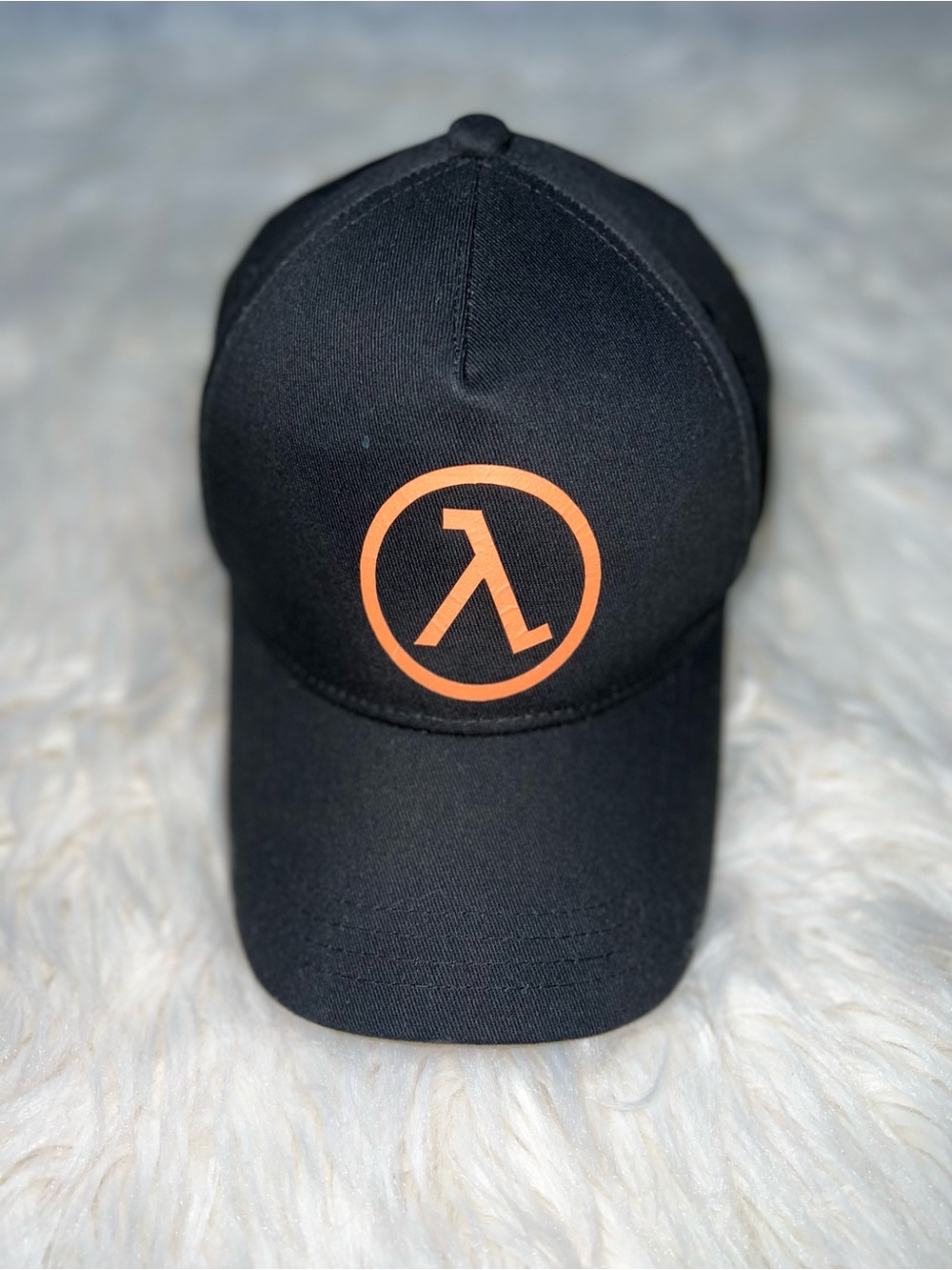 Three In Black Orange Lambda Symbol Adjustable Baseball Cap